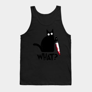 Cat W Black Ca Ous Cat With Knife Tank Top
